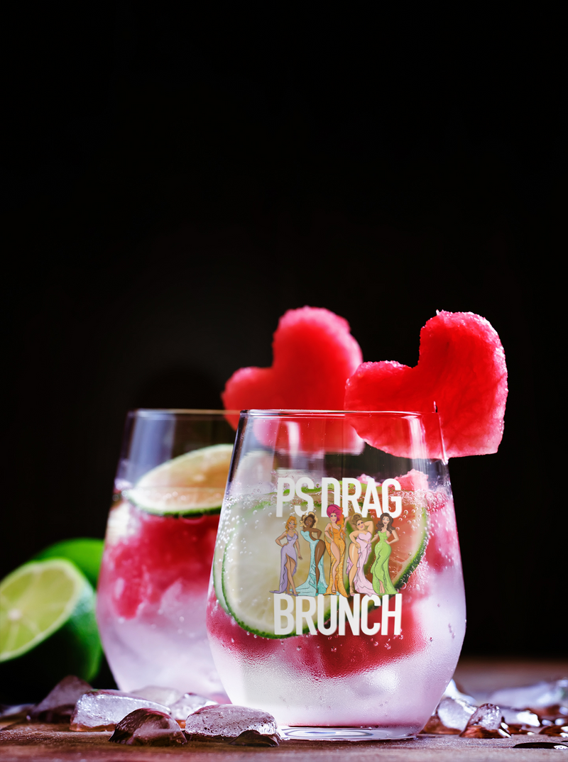 Load image into Gallery viewer, PS Drag Brunch Tapered Stemless Wine Glass
